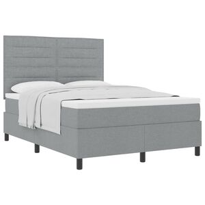 vidaXL Lit &agrave; ressorts avec matelas Gris clair 140 x 190 cm tissu