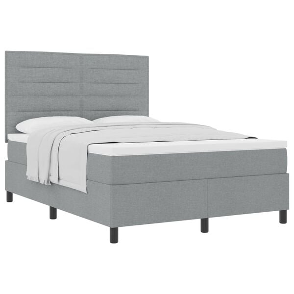 vidaXL Lit &agrave; ressorts avec matelas Gris clair 140 x 190 cm tissu