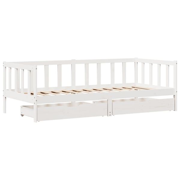 vidaXL Lit de jour et tiroirs sans matelas blanc 90x200 cm bois massif