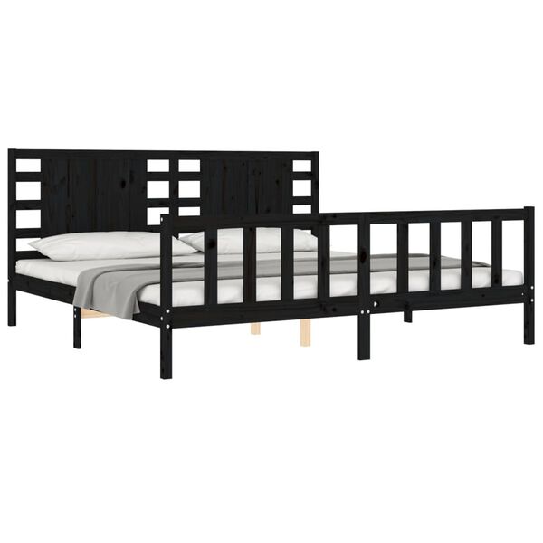 vidaXL Cadre de lit sans matelas noir 200x200 cm bois massif de pin