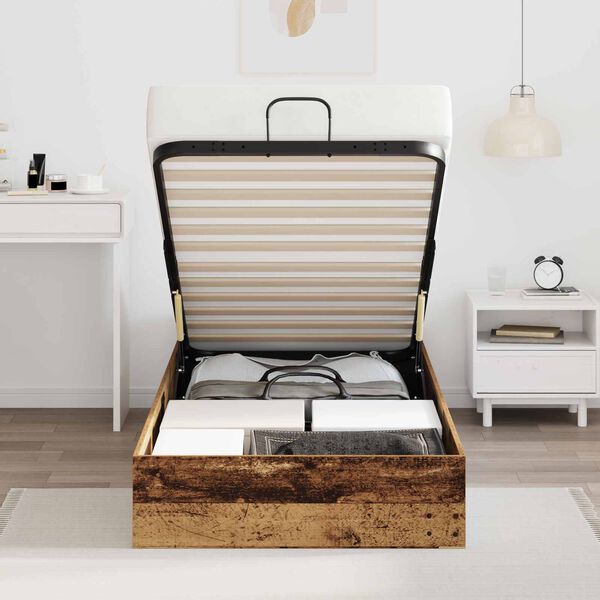 vidaXL Cadre de lit ottoman avec stockage Bois ancien 80,5 x 200 cm