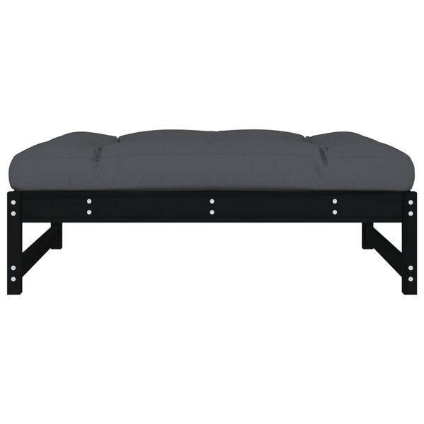 vidaXL Repose-pied de jardin 120x80 cm noir bois de pin massif