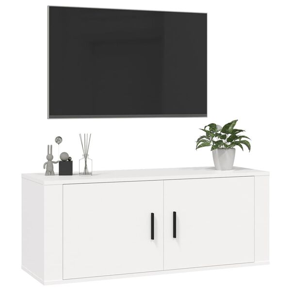 vidaXL Meuble TV mural Blanc 100x34,5x40 cm