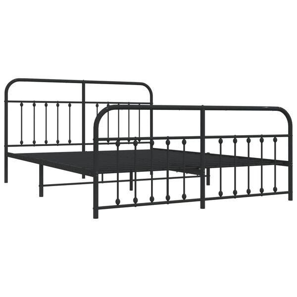 vidaXL Cadre de lit métal sans matelas avec pied de lit noir 180x200cm