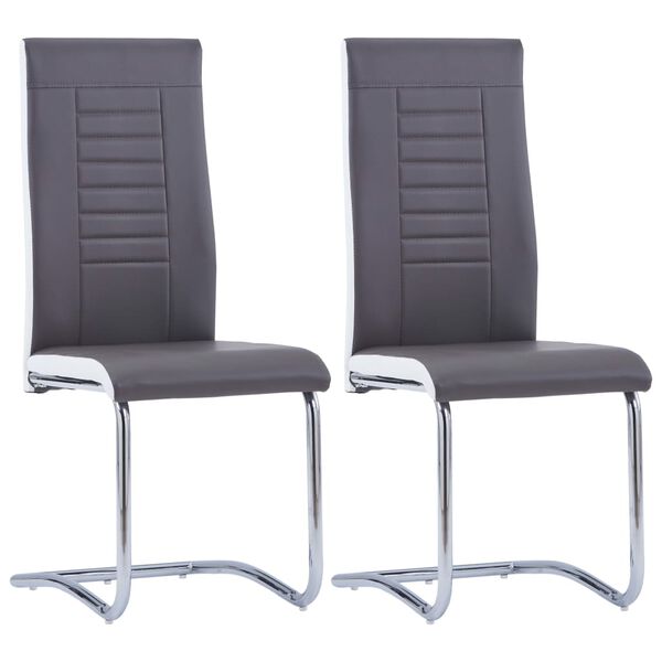 vidaXL Chaises &agrave; manger cantilever lot de 2 gris similicuir