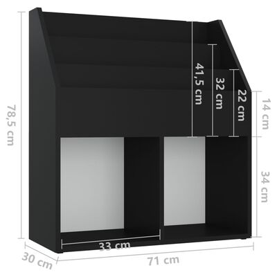 vidaXL Porte-revue pour enfants Noir 71x30x78,5 cm Aggloméré