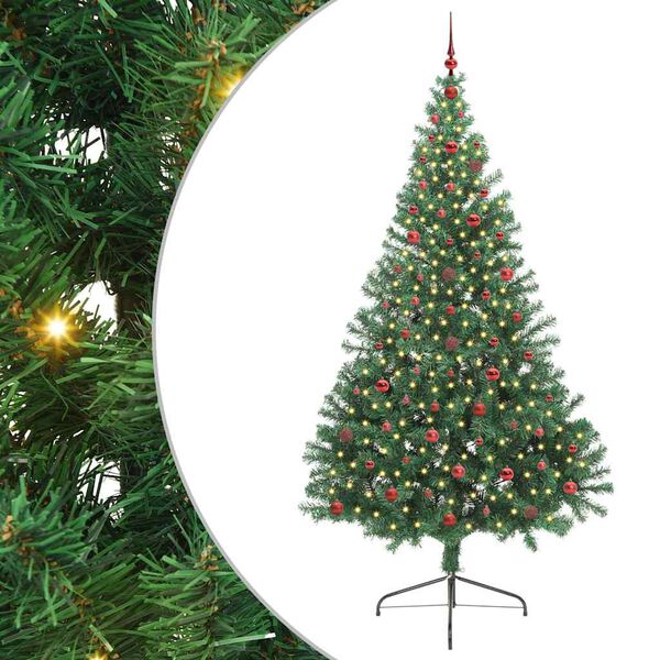 vidaXL Sapin de No&euml;l artificiel pr&eacute;-&eacute;clair&eacute; Vert 240 cm PVC