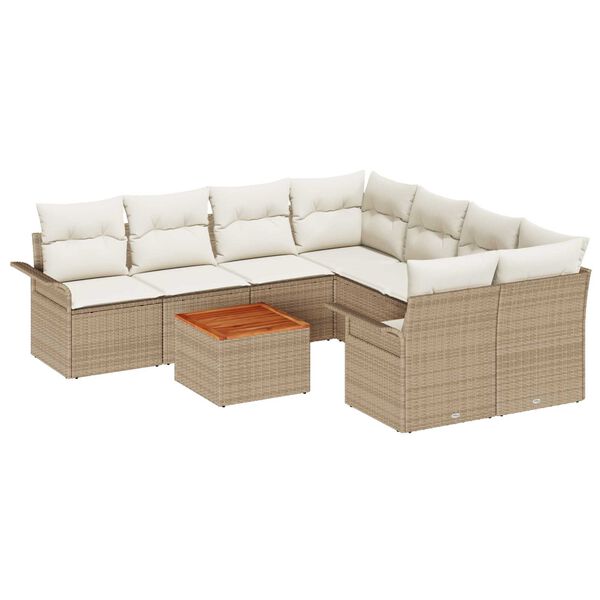 vidaXL Ensemble de canap&eacute; de jardin avec coussin 9 pcs Beige et cr&egrave;me