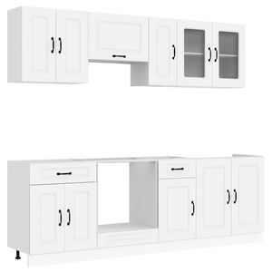 vidaXL Ensemble d'armoires cuisine 8pcs Kalmar blanc bois d'ing&eacute;nierie