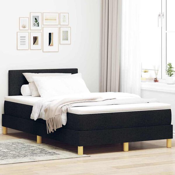 vidaXL Lit &agrave; ressorts avec matelas Noir 120 x 190 cm tissu