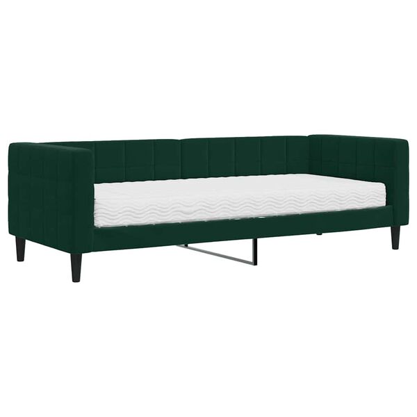 vidaXL Lit de jour avec matelas vert fonc&eacute; 80x200 cm velours