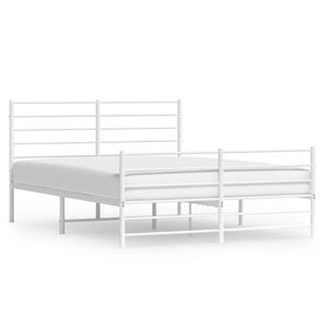 vidaXL Cadre de lit m&eacute;tal sans matelas et pied de lit blanc 160x200 cm