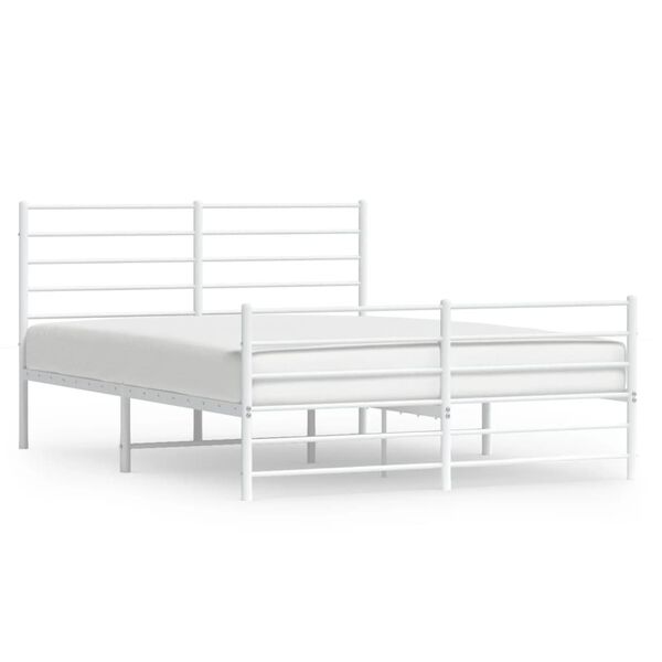 vidaXL Cadre de lit métal sans matelas et pied de lit blanc 160x200 cm