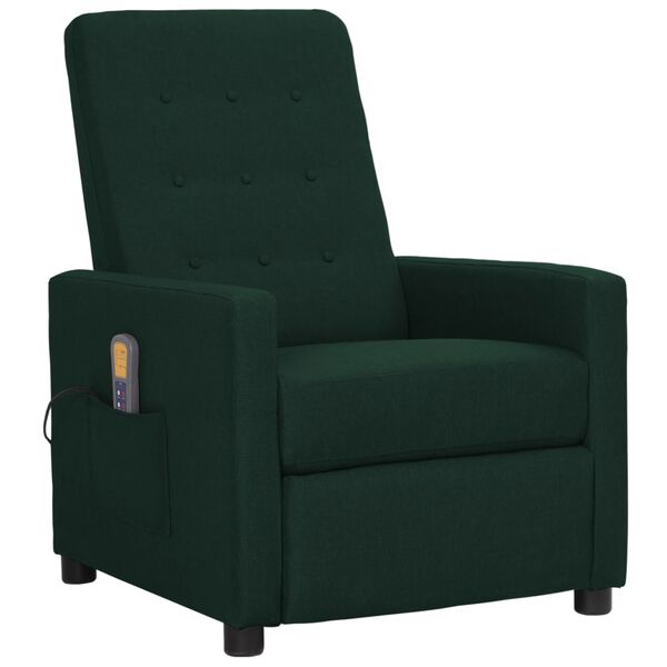 vidaXL Fauteuil de massage Vert fonc&eacute; Tissu
