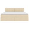 vidaXL Lit avec rangement et LED avec matelas Cr&egrave;me 180 x 200 cm tissu