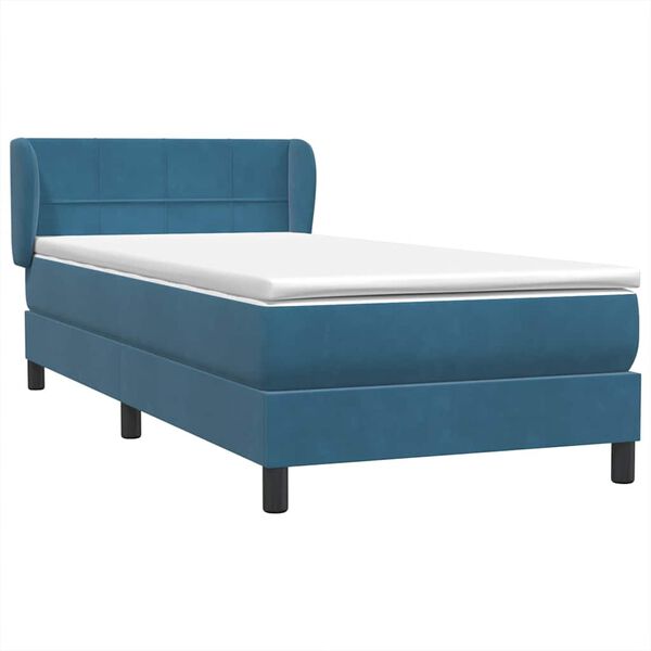 vidaXL Sommier &agrave; lattes de lit et matelas bleu fonc&eacute; 80x210 cm velours