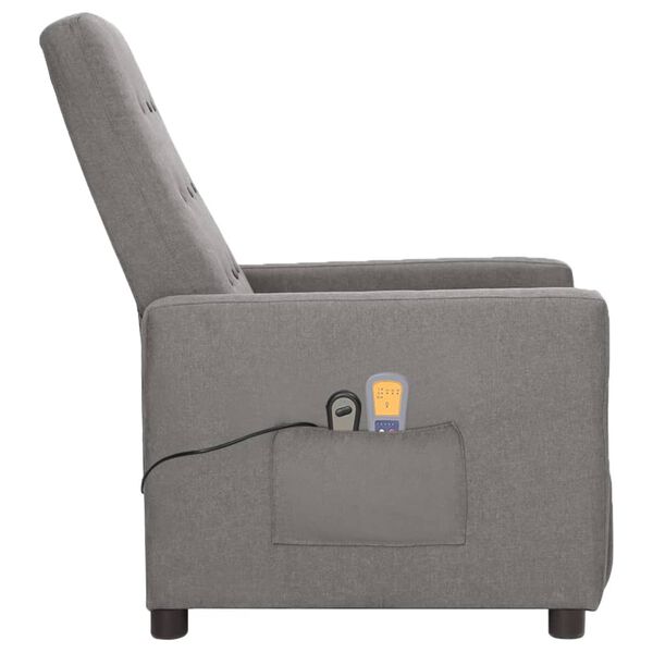 vidaXL Fauteuil électrique de massage Gris clair Tissu