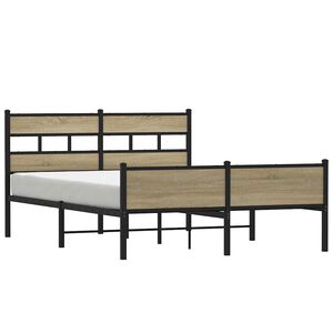 vidaXL Cadre de lit en m&eacute;tal sans matelas ch&ecirc;ne sonoma 160x200 cm