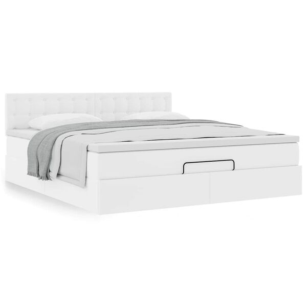 VidaXL Cadre de lit ottoman avec matelas blanc 160x200 cm similicuir