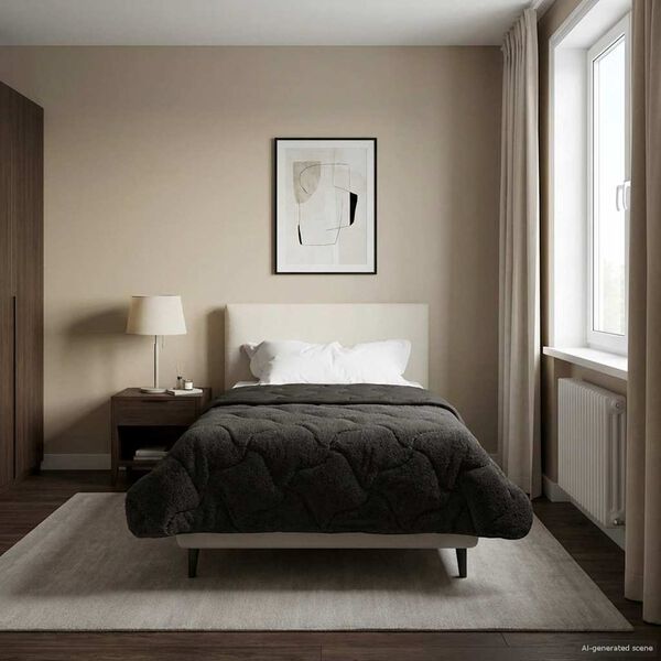 vidaXL Duvet complet toute l'ann&eacute;e Matelass&eacute; Anthracite 155 x 220 cm