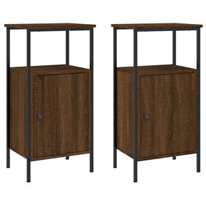 vidaXL Tables de chevet 2 pcs ch&ecirc;ne marron 41x31x80 cm bois ing&eacute;nierie