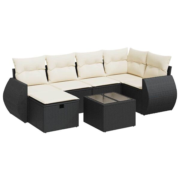 vidaXL Salon de jardin 6 pcs avec coussins noir r&eacute;sine tress&eacute;e