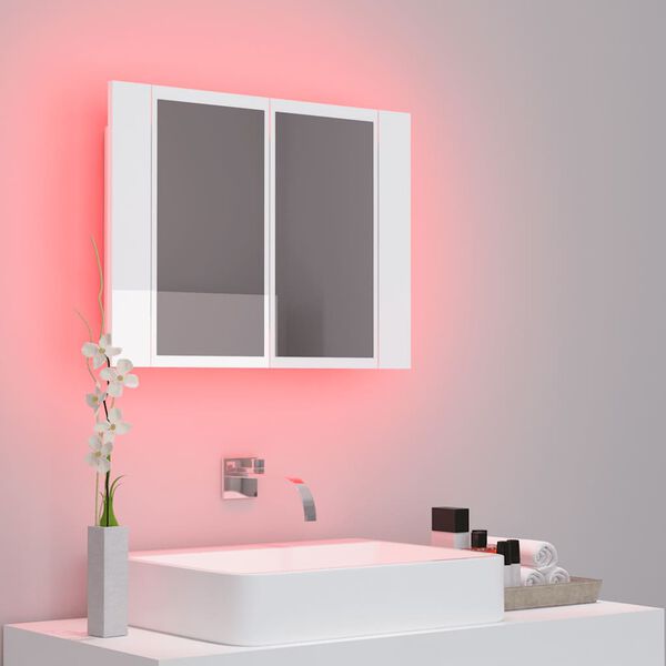 vidaXL Armoire &agrave; miroir de bain &agrave; LED Blanc brillant Acrylique
