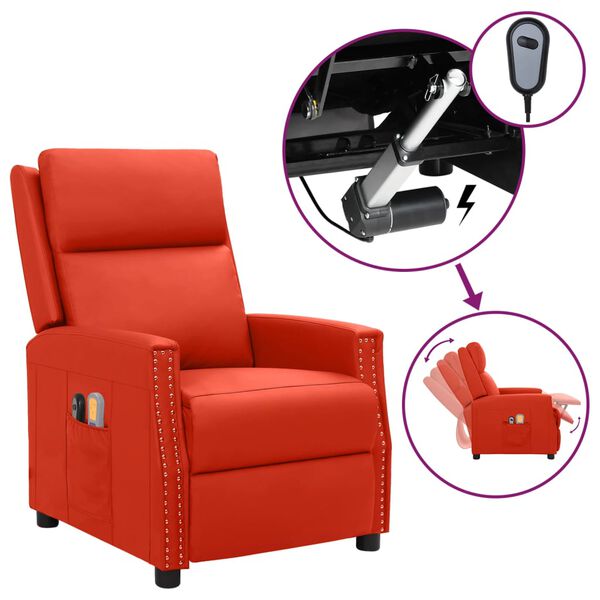 vidaXL Fauteuil de massage électrique Rouge Similicuir