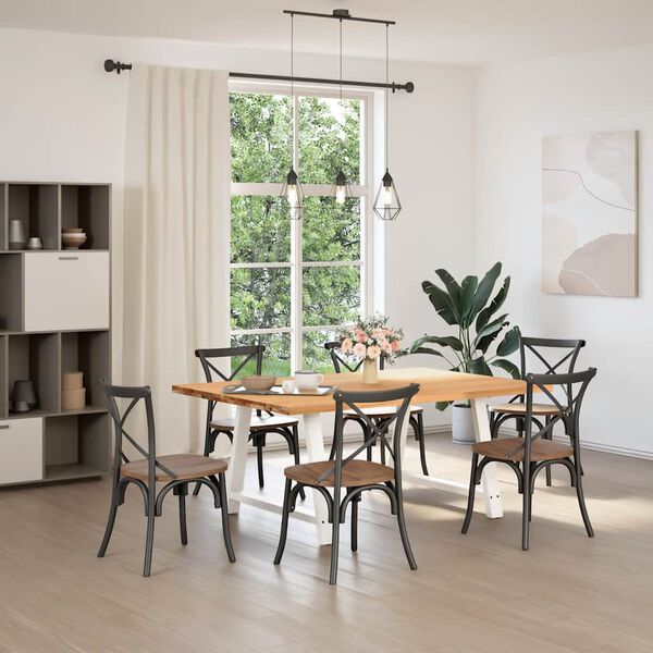 vidaXL Table à manger marron clair bois de chêne massif rectangulaire