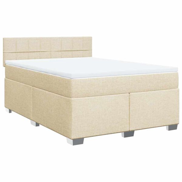 vidaXL Sommier &agrave; lattes de lit avec matelas Cr&egrave;me 140x190 cm Tissu
