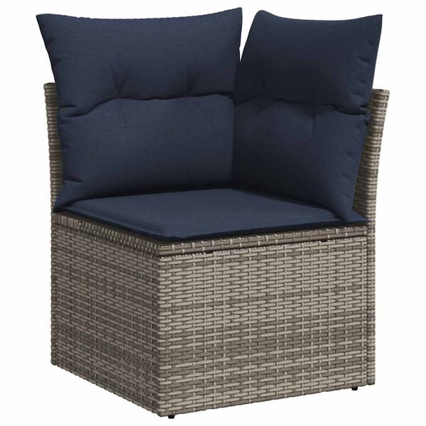 vidaXL Salon de jardin avec coussins 7 pcs gris r&eacute;sine tress&eacute;e