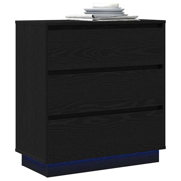 vidaXL Cabinet de chevet avec tiroir Ch&ecirc;ne noir 71 x 34,5 x 75 cm