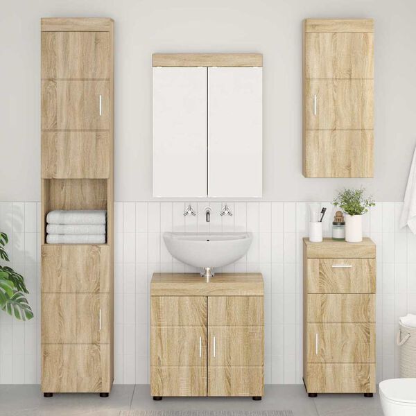 vidaXL Armoire murale de salle de bain avec &eacute;tag&egrave;re TULUM Ch&ecirc;ne Sonoma