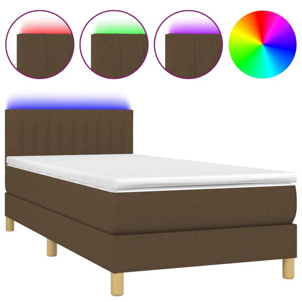 vidaXL Sommier &agrave; lattes de lit matelas et LED Marron fonc&eacute; 100x200cm