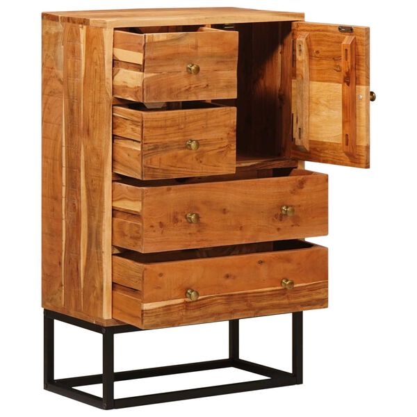 vidaXL Commode avec porte Naturel 55 x 30 x 90 cm Bois d'Acacia Massif