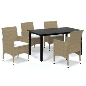 vidaXL Ensemble &agrave; manger de jardin et coussins 5 pcs Poly rotin Beige