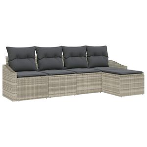 vidaXL Ensemble de Canap&eacute;s 5 pc Gris clair polyrotin