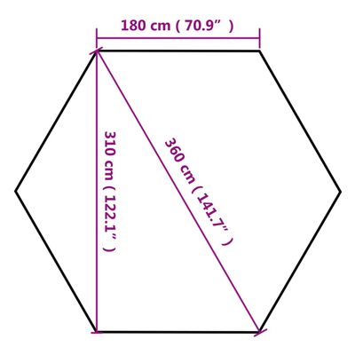 vidaXL Chapiteau hexagonal pliable 3,6x3,1 m taupe 220g/m²