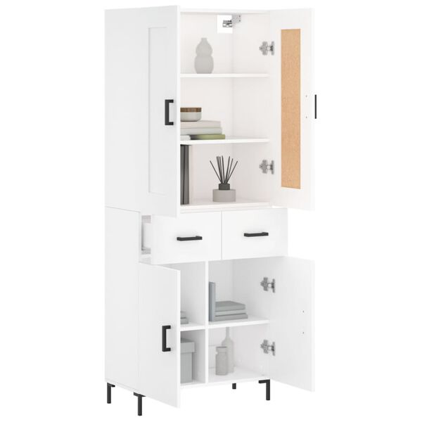 vidaXL Buffet haut Blanc 69,5x34x180 cm Bois d'ing&eacute;nierie