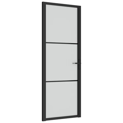 vidaXL Porte intérieure 76x201,5 cm Noir Verre mat et aluminium