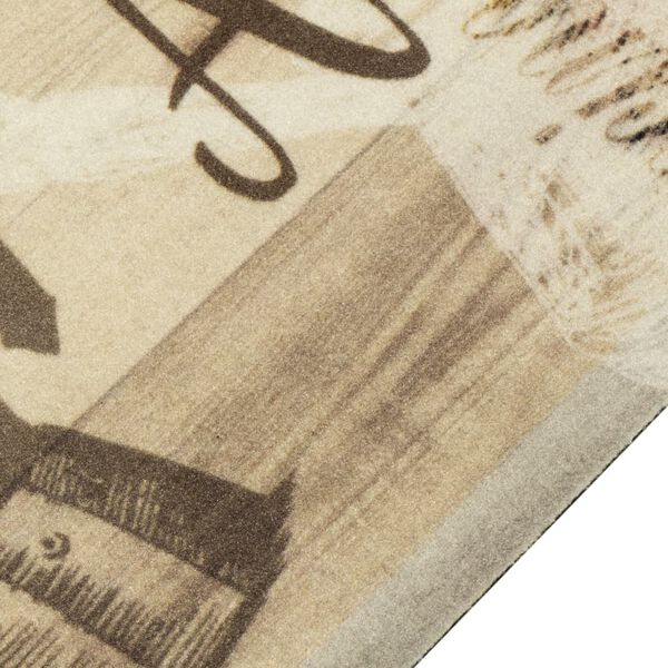 vidaXL Tapis de cuisine lavable imprim&eacute; caf&eacute; marron 60x180 cm velours