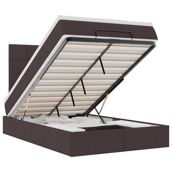 VidaXL Cadre de lit ottoman avec matelas marron fonc&eacute; 120x190 cm tissu