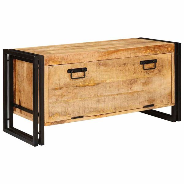vidaXL Cabinet &agrave; chaussures avec stockage Marron Bois de mangue massif