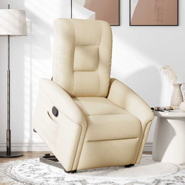 vidaXL Fauteuil inclinable Cr&egrave;me Tissu