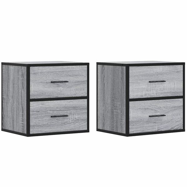 vidaXL Tables de chevet murales 2 pcs sonoma gris 40x31x39,5 cm