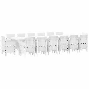 vidaXL Ensemble de salle &agrave; manger pour jardin 15 pcs Blanc Rattan Polt