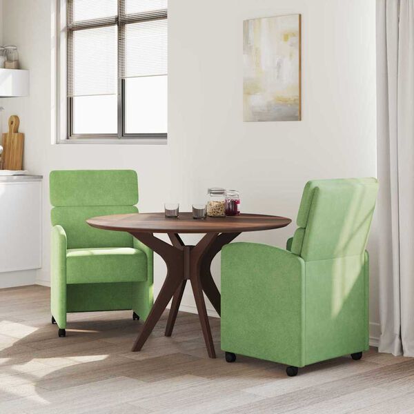 vidaXL Chaises de Salle &agrave; Manger avec Roues 2 pcs Vert clair