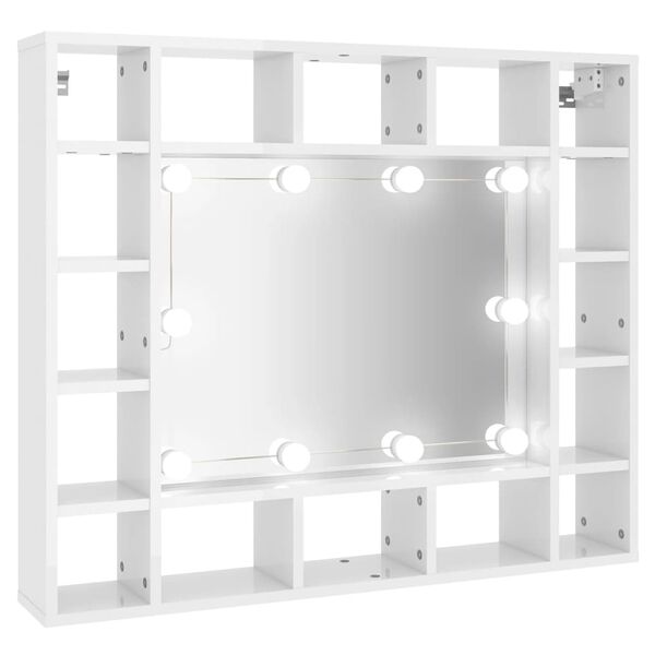 vidaXL Armoire de miroir avec LED Blanc brillant 91x15x76,5 cm