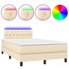 vidaXL Sommier &agrave; lattes de lit avec matelas LED Cr&egrave;me 120x200 cm Tissu