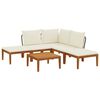 vidaXL 6 pc Bois d'acacia massif et corde Naturel